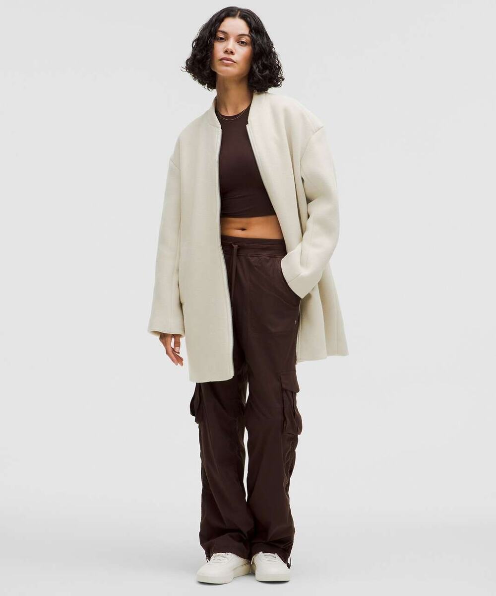 Lululemon Relaxed-Fit Zip-Front Wool Coat Bone Size M NWT